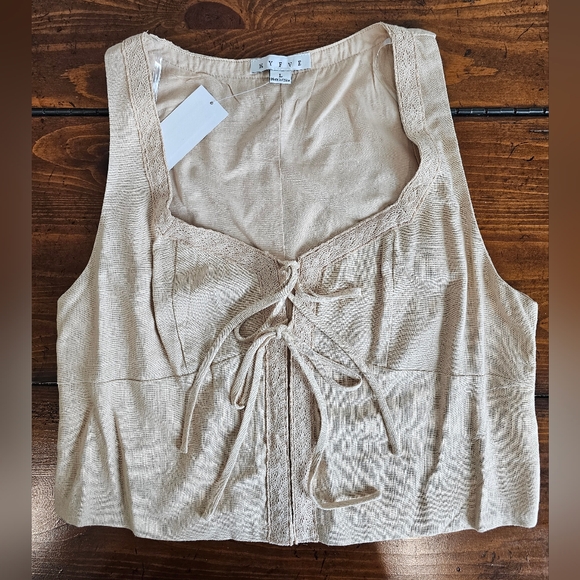 NWT HYFVE Beige/Tan Tie-Front Linen Blend Vest - Sz Medium & Large - Picture 5 of 8